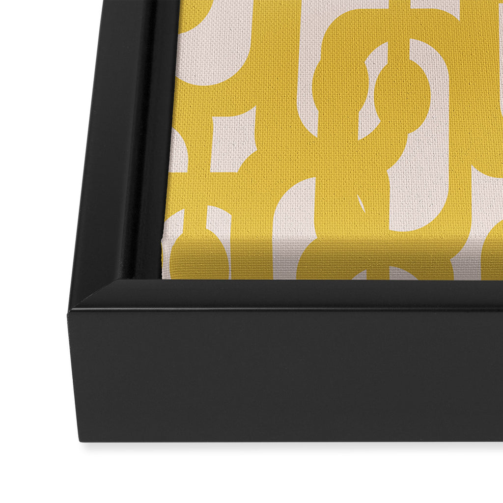Mustard Yellow and Blush Pink Mid-century Modern Loop Pattern Framed Canvas Print Gallery Image 3