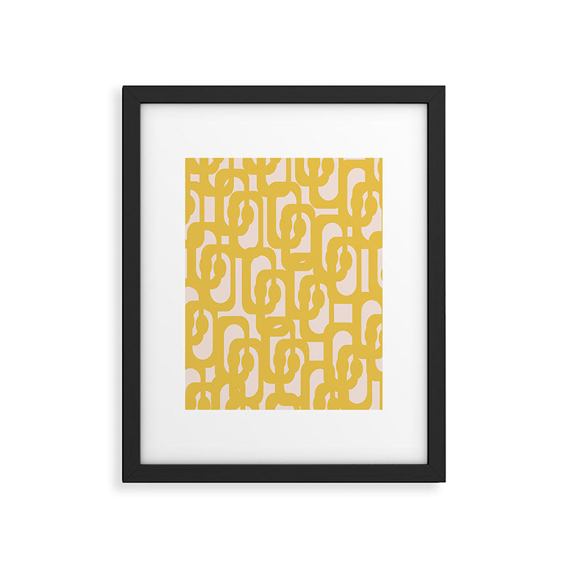 Mustard Yellow and Blush Pink Mid-century Modern Loop Pattern Framed Art Print Gallery Image 6