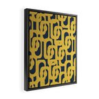 Mustard Yellow and Navy Blue Mid-Century Modern Loop Pattern Framed Canvas Print Gallery Image 2