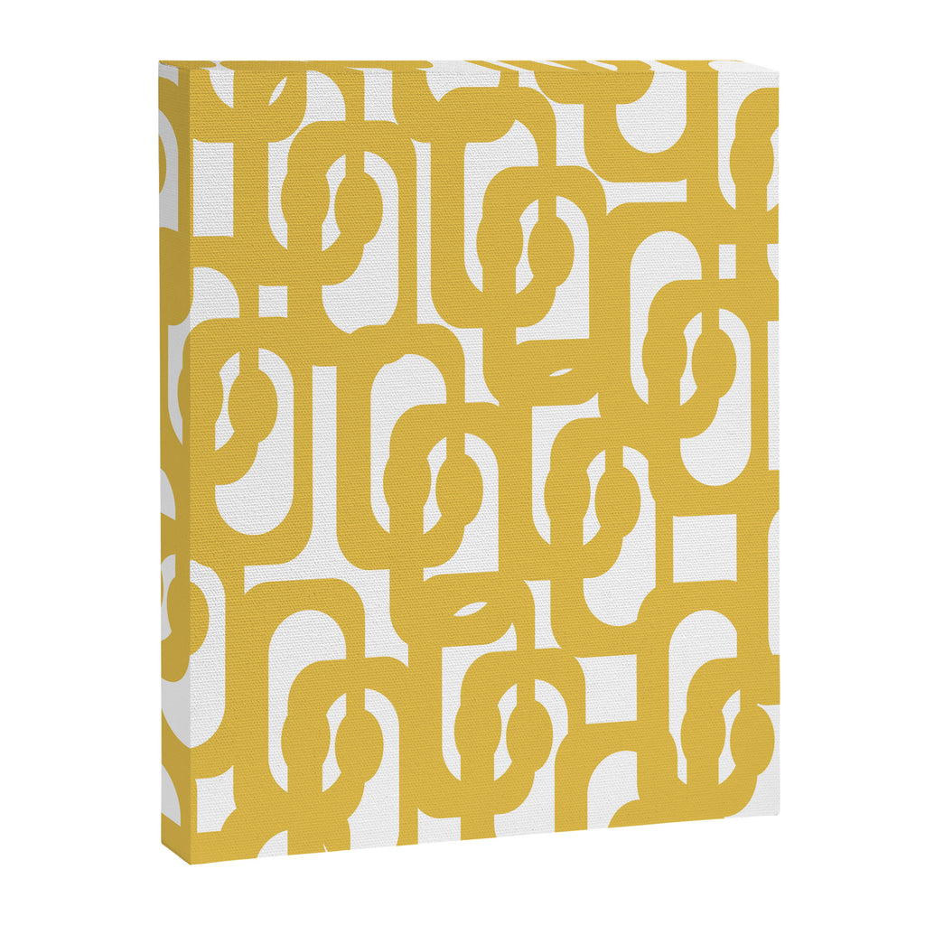 Mustard Yellow and White Mid-century Modern Loop Pattern Canvas Print Gallery Image 8
