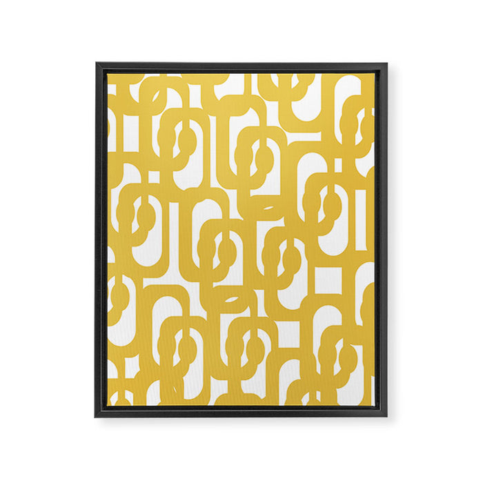 Mustard Yellow and White Mid-century Modern Loop Pattern Framed Canvas Print Gallery Image 1