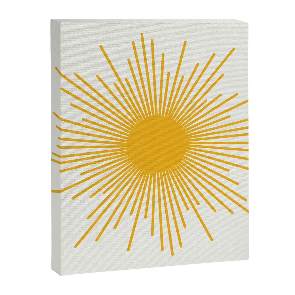 Mustard Yellow Retro Sun on Off White Canvas Print Gallery Image 8