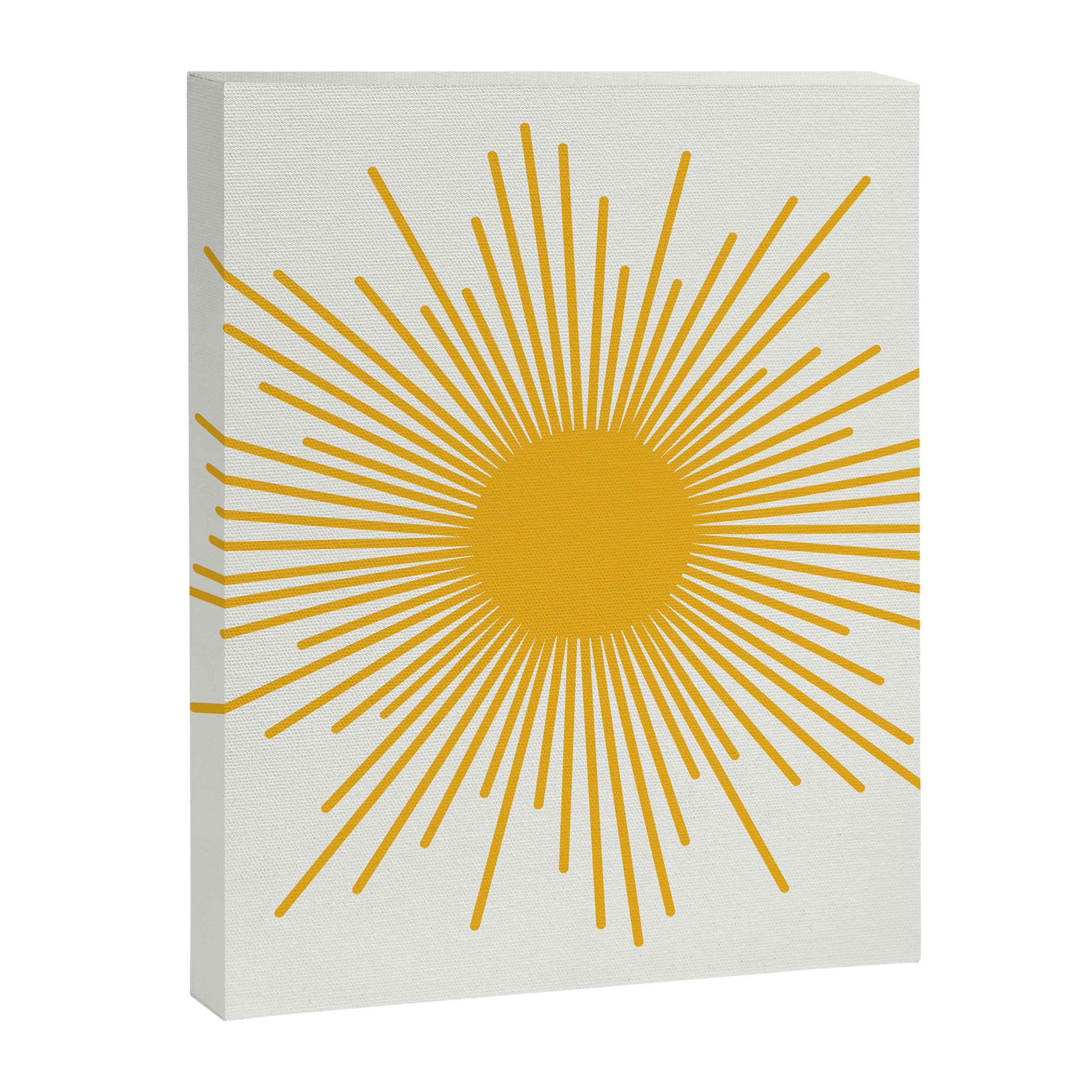 Mustard Yellow Retro Sun on Off White Canvas Print Gallery Image 8