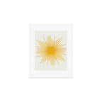 Mustard Yellow Retro Sun on Off White Art Print Gallery Image 1