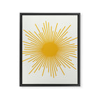 Mustard Yellow Retro Sun on Off White Framed Canvas Print Gallery Image 8