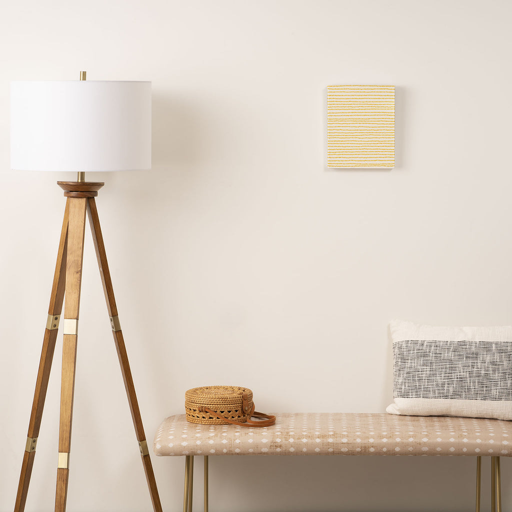 Mustard Yellow Smudgy Dotted Minimal Ink Stripes Pattern Canvas Print Gallery Image 2