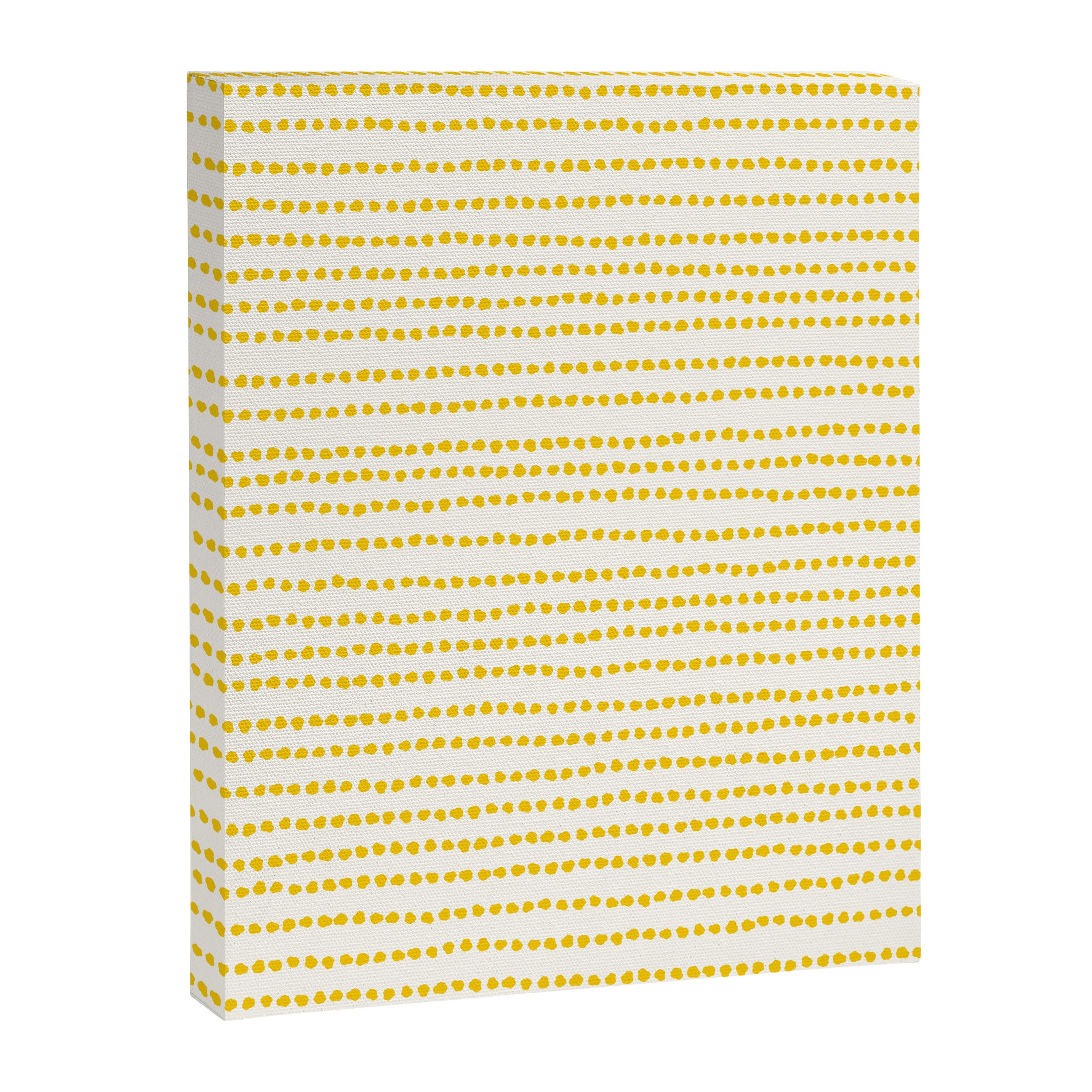 Mustard Yellow Smudgy Dotted Minimal Ink Stripes Pattern Canvas Print Gallery Image 8