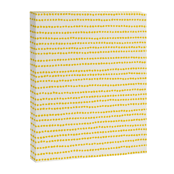 Mustard Yellow Smudgy Dotted Minimal Ink Stripes Pattern Canvas Print Gallery Image 1