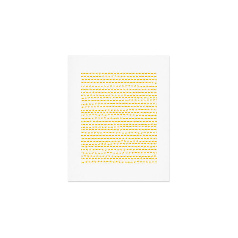 Mustard Yellow Smudgy Dotted Minimal Ink Stripes Pattern Art Print Gallery Image 1