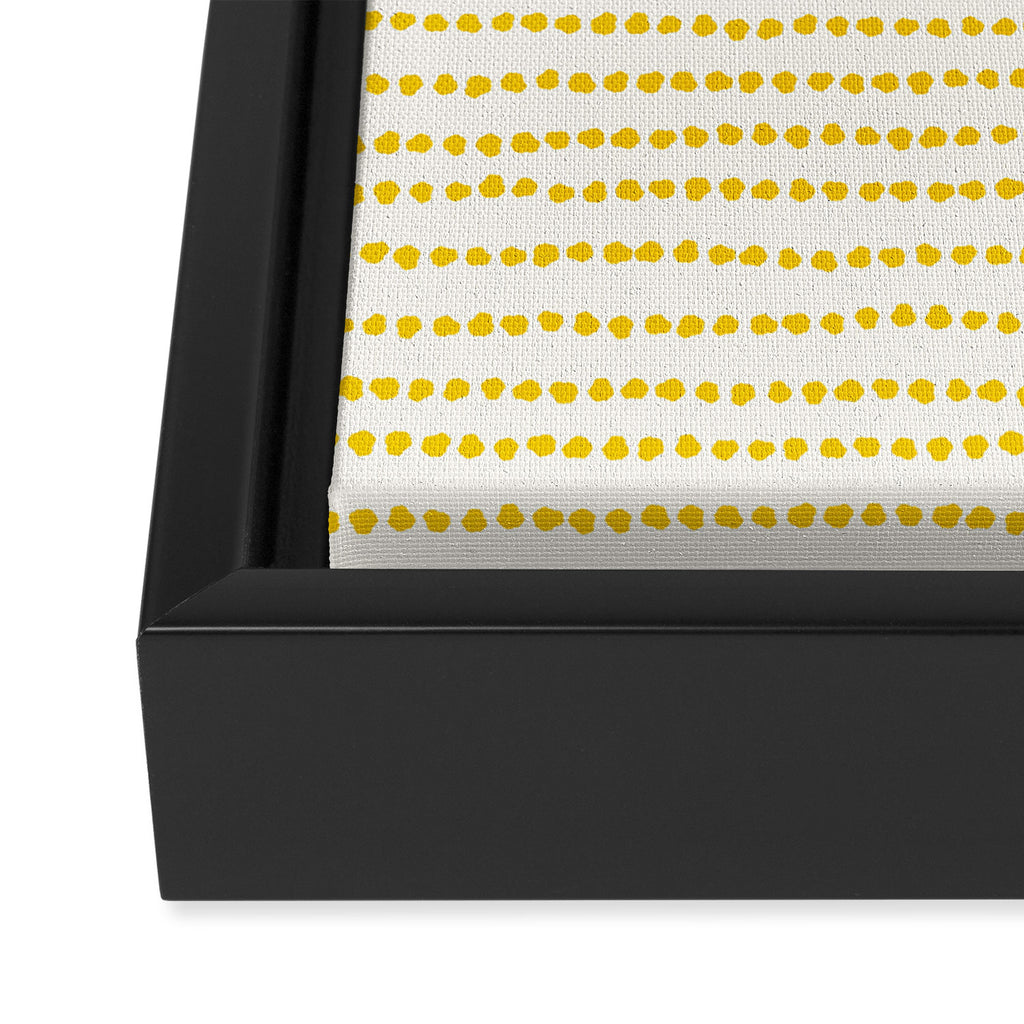 Mustard Yellow Smudgy Dotted Minimal Ink Stripes Pattern Framed Canvas Print Gallery Image 3