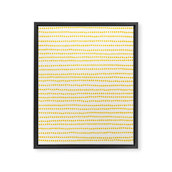 Mustard Yellow Smudgy Dotted Minimal Ink Stripes Pattern Framed Canvas Print Gallery Image 1