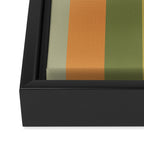 Muted Vertical Stripe Pattern in Vintage Green and Cantaloupe Tones Framed Canvas Print Gallery Image 3