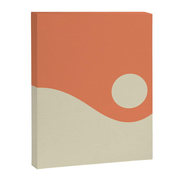 Nami Minimalist Wave Abstract in Pumpkin Orange and Warm Beige Canvas Print Gallery Image 1