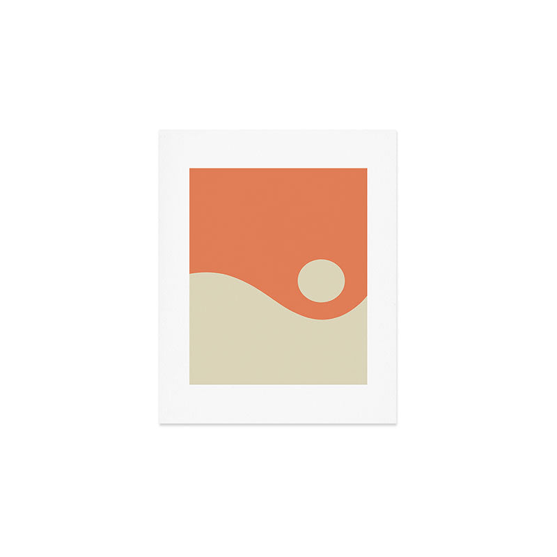 Nami Minimalist Wave Abstract in Pumpkin Orange and Warm Beige Art Print Gallery Image 1
