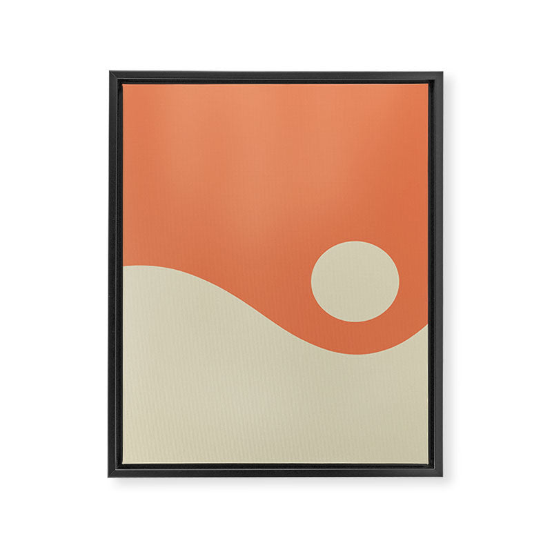 Nami Minimalist Wave Abstract in Pumpkin Orange and Warm Beige Framed Canvas Print Gallery Image 8