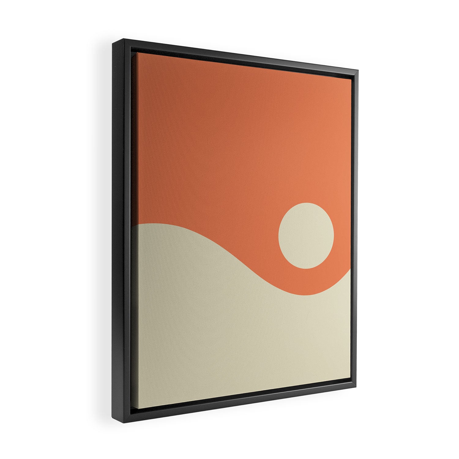 Nami Minimalist Wave Abstract in Pumpkin Orange and Warm Beige Framed Canvas Print Gallery Image 2