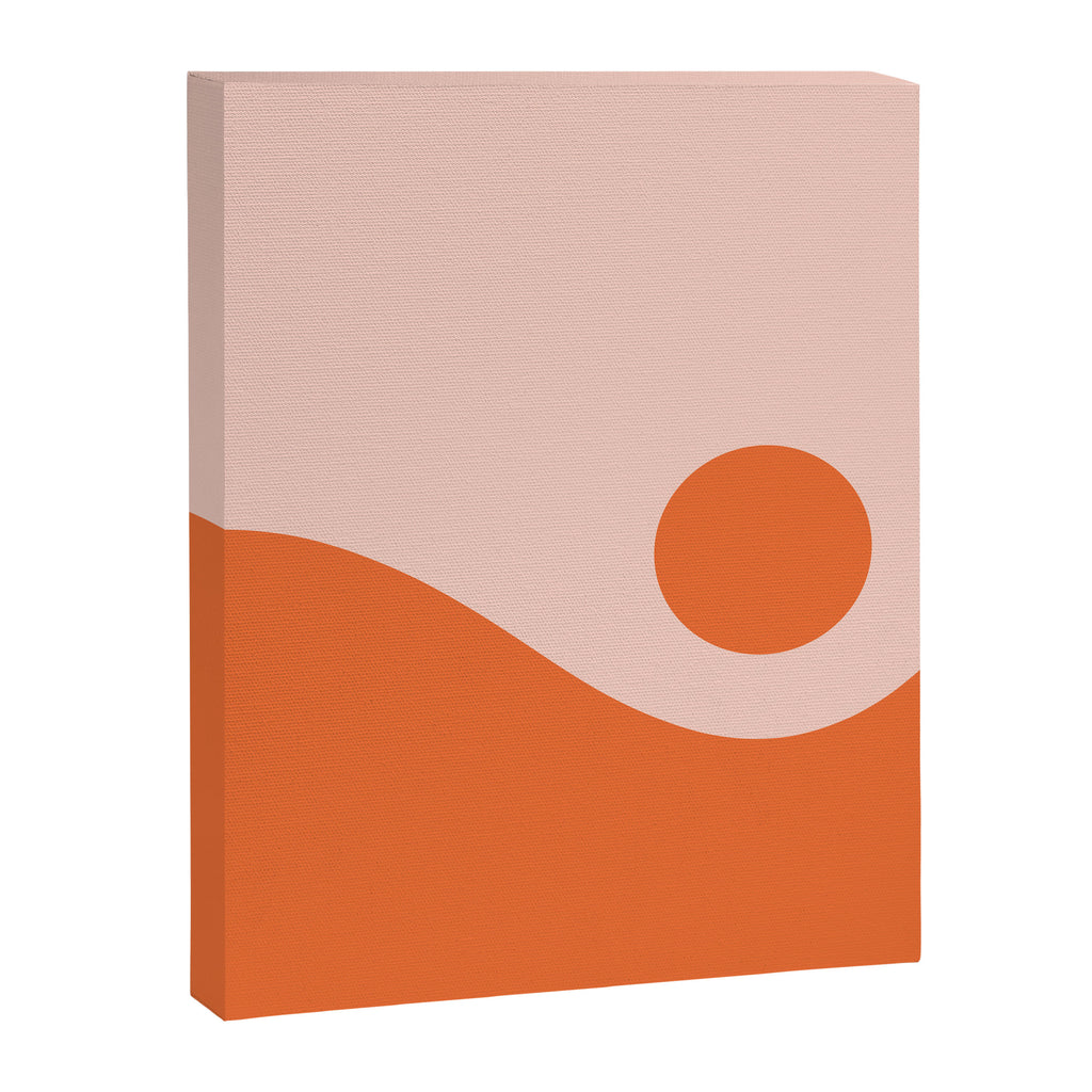 Nami Minimalist Wave and Sun Abstract in Pale Blush Pink and Orange Canvas Print Gallery Image 8