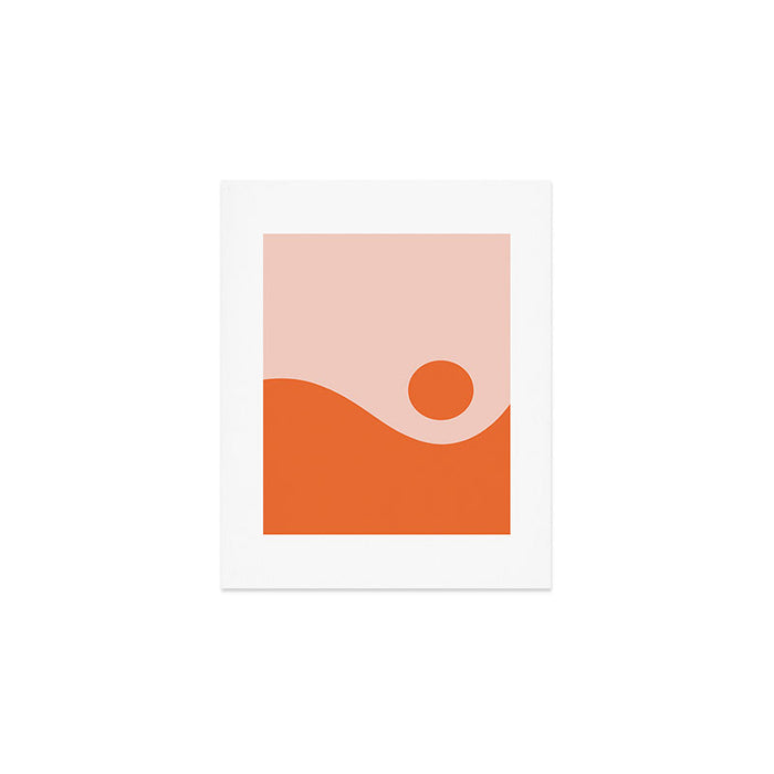 Nami Minimalist Wave and Sun Abstract in Pale Blush Pink and Orange Art Print Gallery Image 1