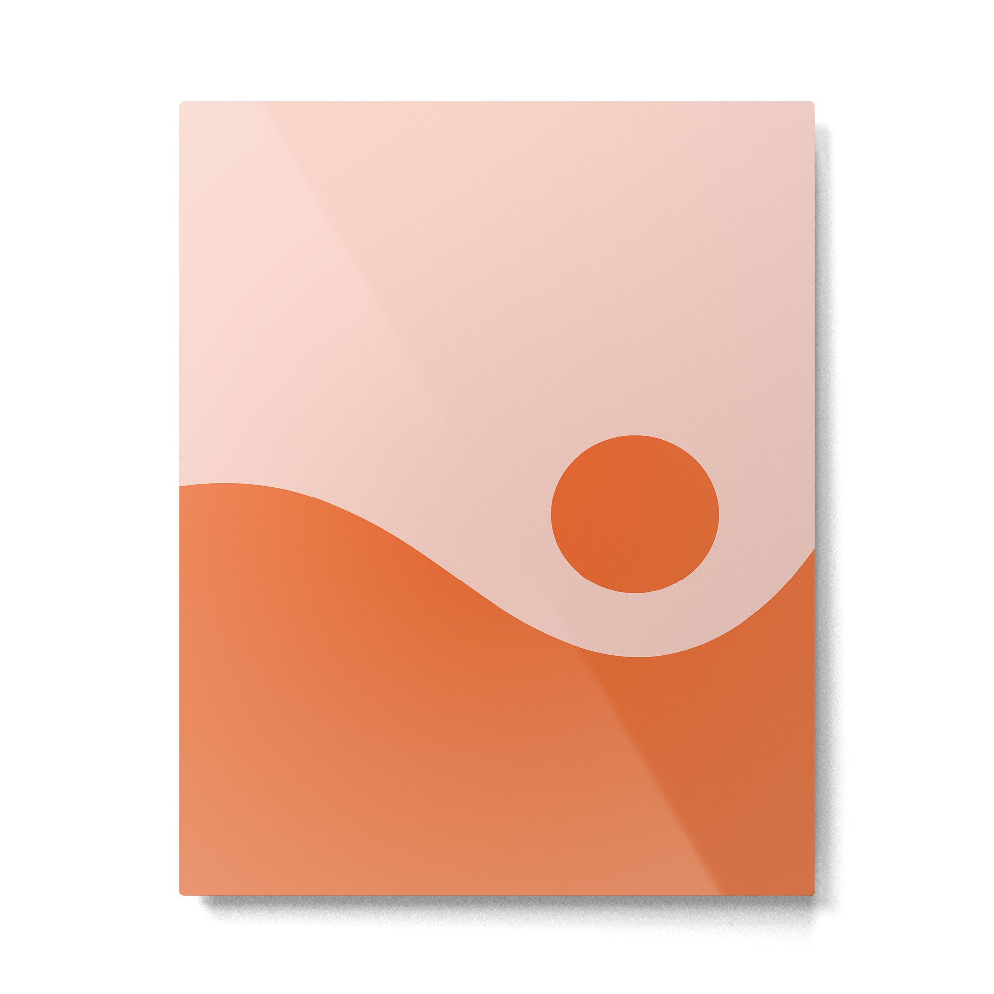 Nami Minimalist Wave and Sun Abstract in Pale Blush Pink and Orange Metal Print Gallery Image 6