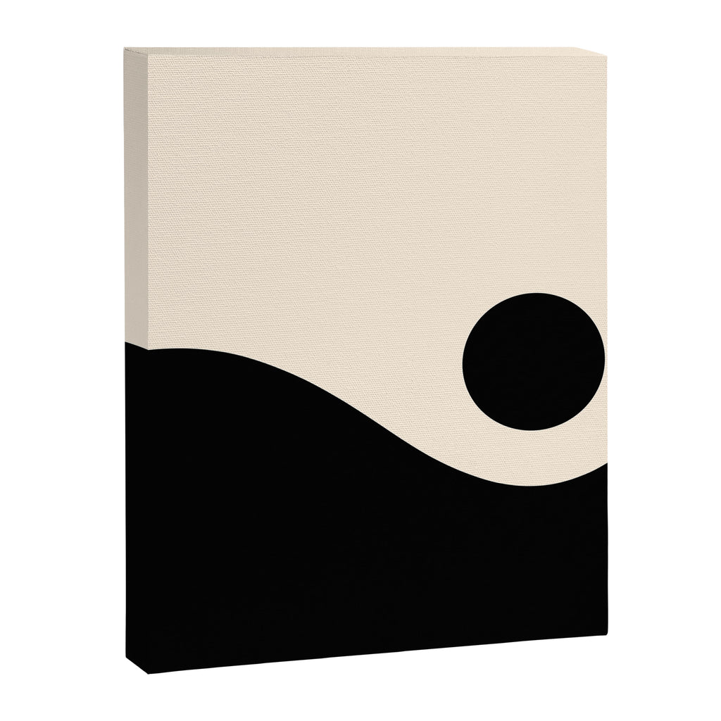 Nami Wave Sun Moon Minimalist Abstract Pattern in Black and Almond Cream Canvas Print Gallery Image 8