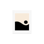 Nami Wave Sun Moon Minimalist Abstract Pattern in Black and Almond Cream Art Print Gallery Image 1