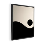 Nami Wave Sun Moon Minimalist Abstract Pattern in Black and Almond Cream Framed Canvas Print Gallery Image 2