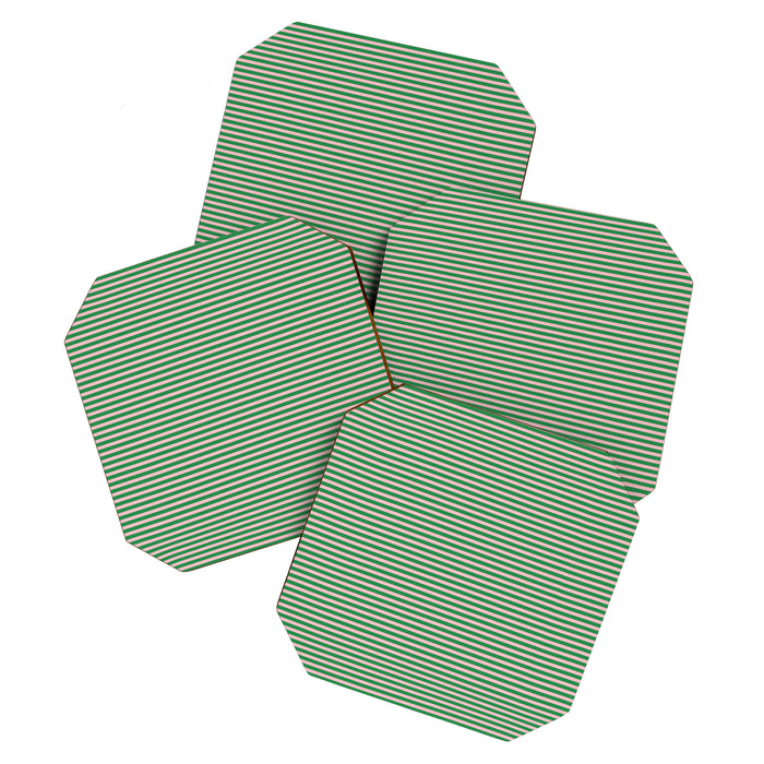 Narrow Stripes Green and Pink Pattern Coaster Gallery Image 1