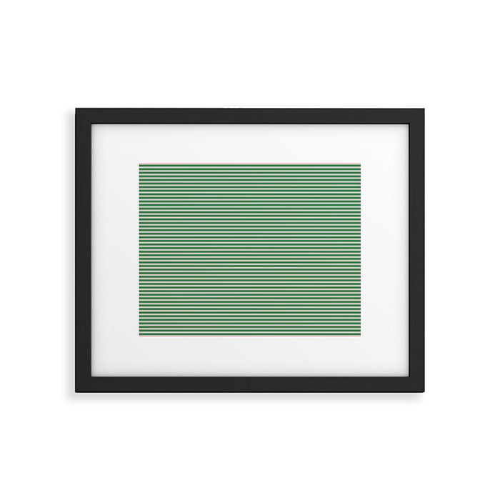 Narrow Stripes Green and Pink Pattern Framed Art Print Gallery Image 1