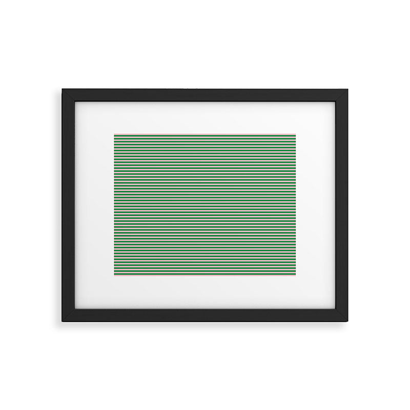 Narrow Stripes Green and Pink Pattern Framed Art Print Gallery Image 5