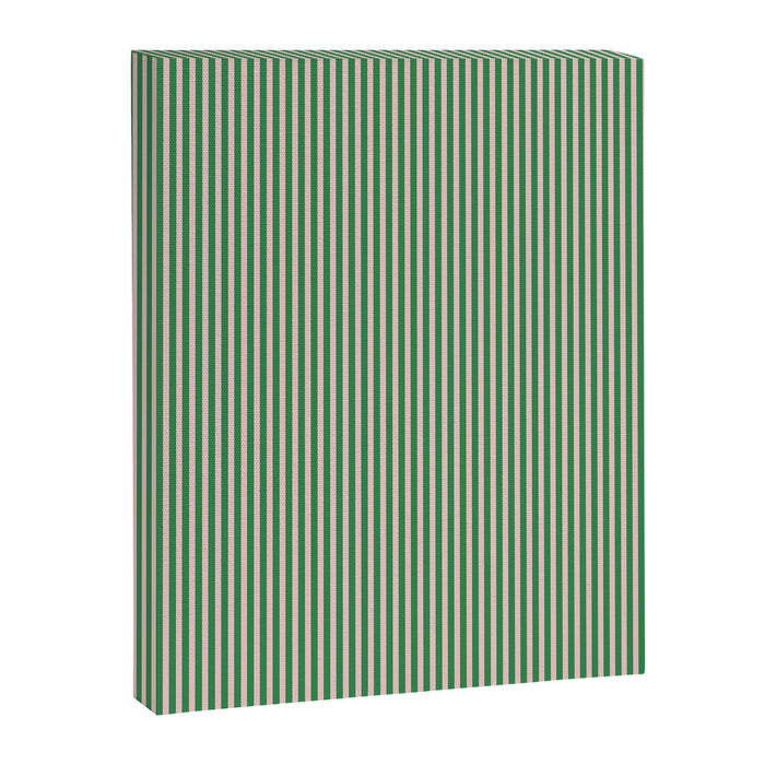 Narrow Stripes Green and Pink Vertical Pattern Canvas Print Gallery Image 1