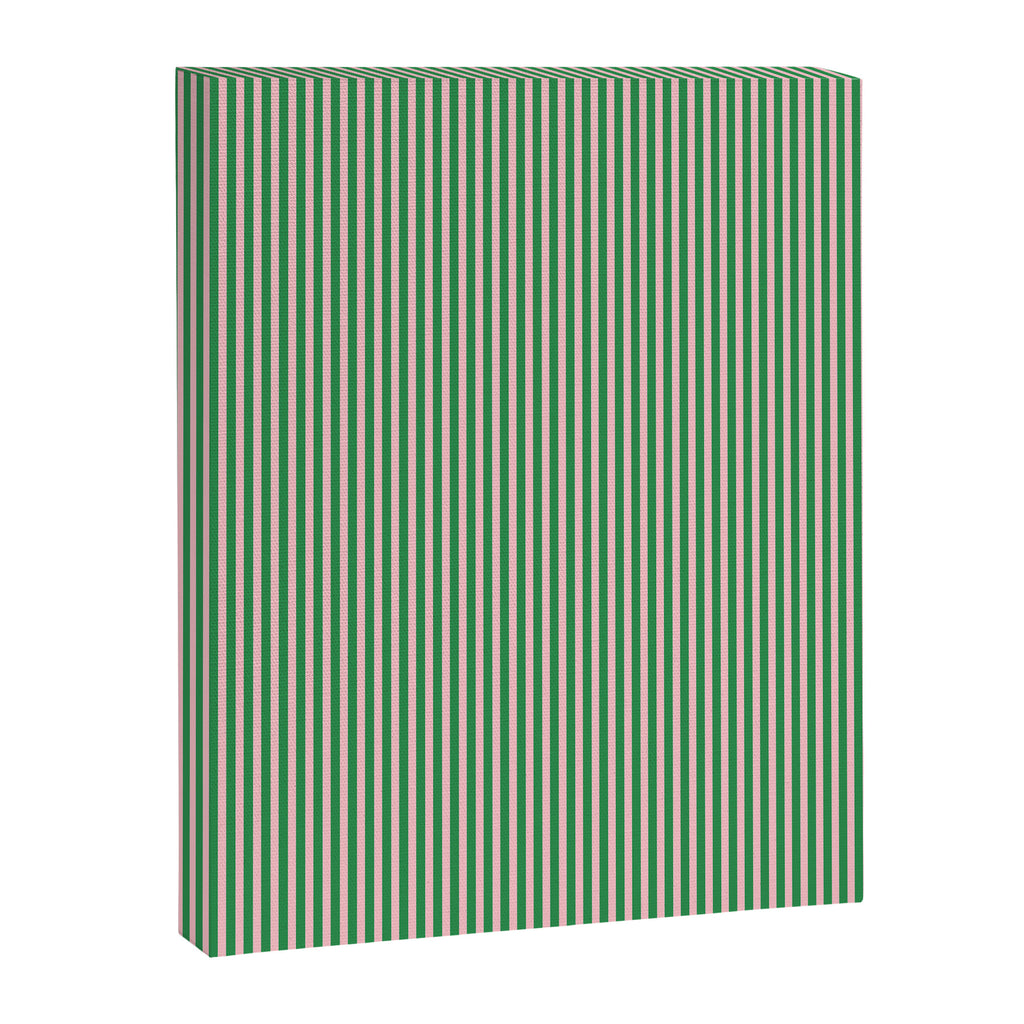 Narrow Stripes Green and Pink Vertical Pattern Canvas Print Gallery Image 6
