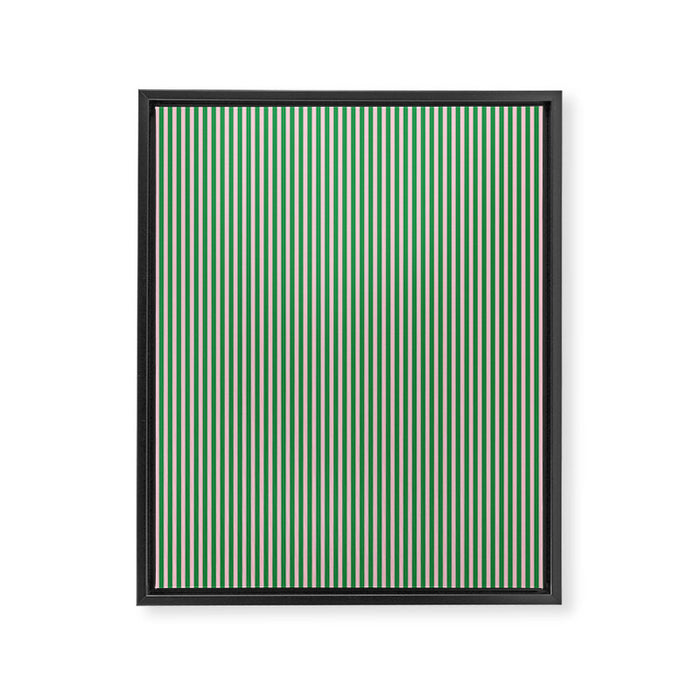 Narrow Stripes Green and Pink Vertical Pattern Framed Canvas Print Gallery Image 1