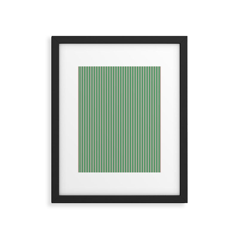 Narrow Stripes Green and Pink Vertical Pattern Framed Art Print Gallery Image 5