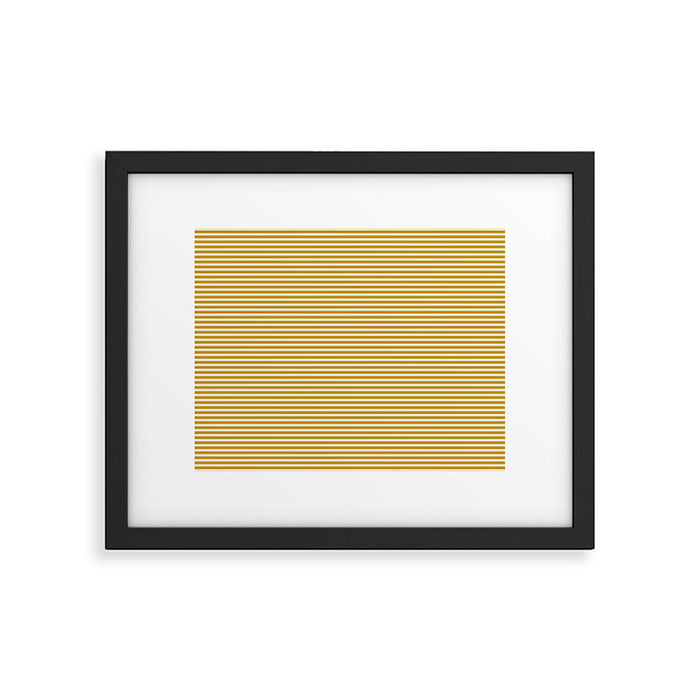 Narrow Stripes in Mustard Ochre and Cream Framed Art Print Gallery Image 1