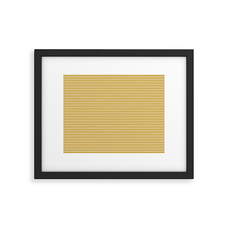 Narrow Stripes in Mustard Ochre and Cream Framed Art Print Gallery Image 5