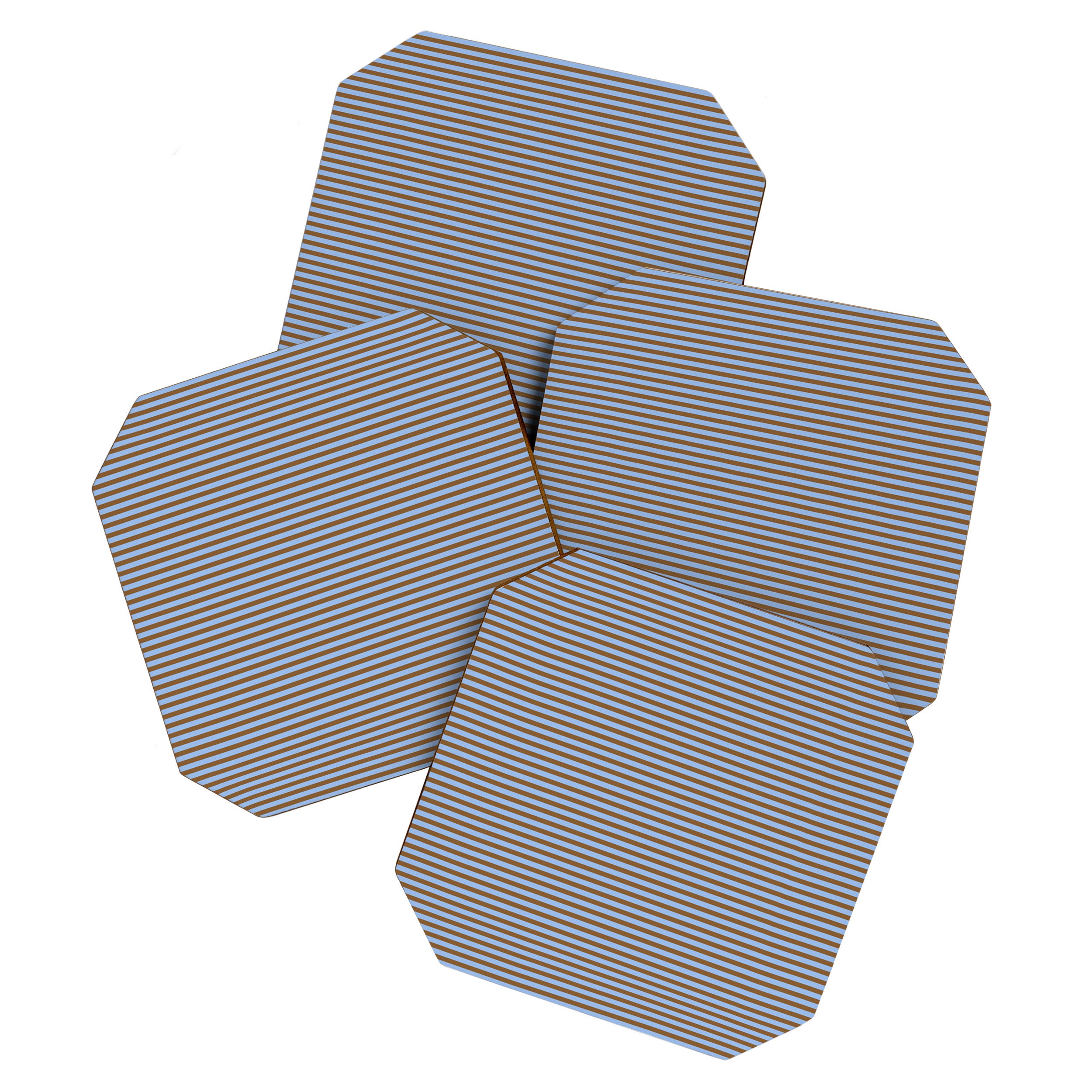 Narrow Stripes Pattern in Brown and Blue Coaster Gallery Image 1