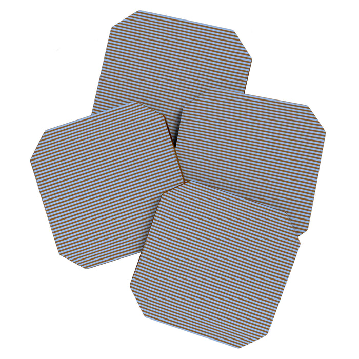 Narrow Stripes Pattern in Brown and Blue Coaster Gallery Image 1