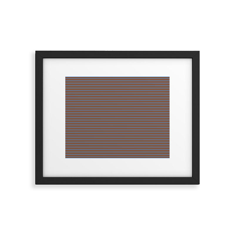Narrow Stripes Pattern in Brown and Blue Framed Art Print Gallery Image 5