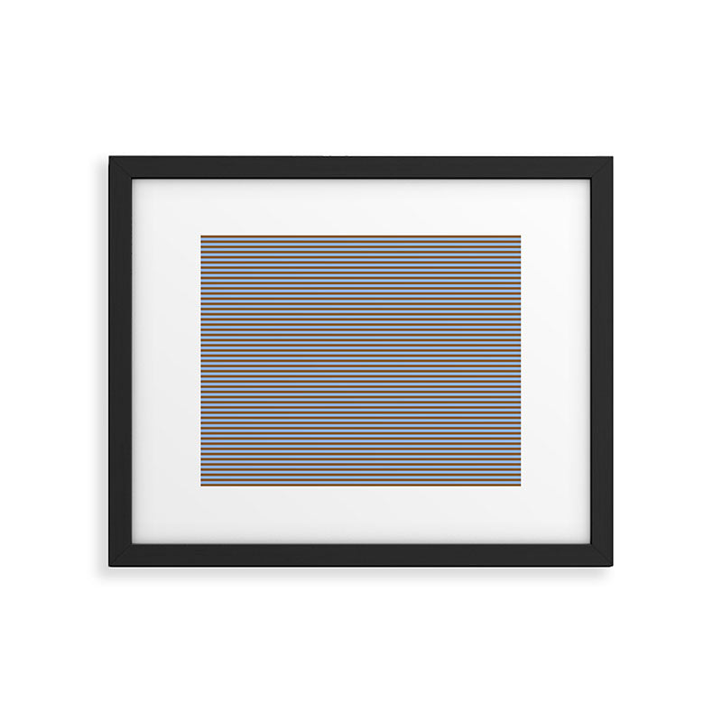Narrow Stripes Pattern in Brown and Blue Framed Art Print Gallery Image 5