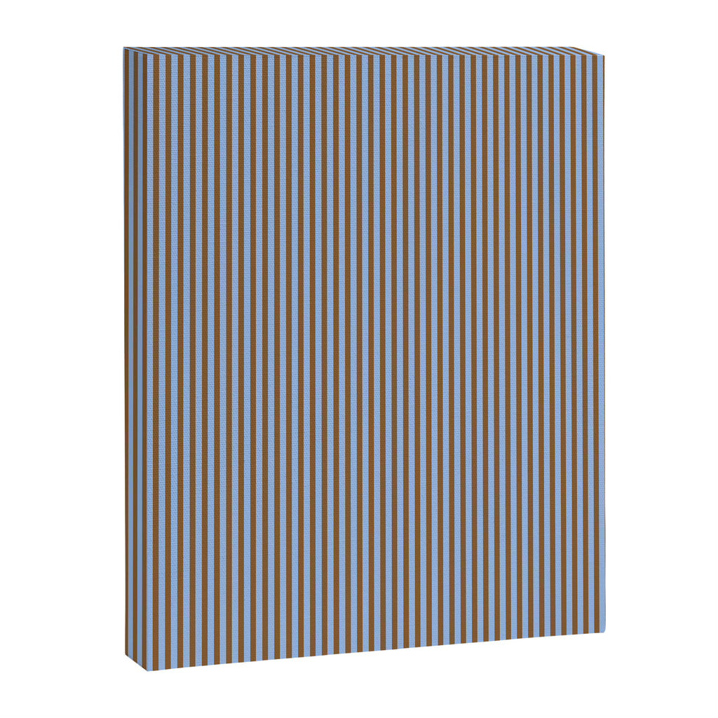 Narrow Stripes Vertical Pattern in Brown and Blue Canvas Print Gallery Image 6
