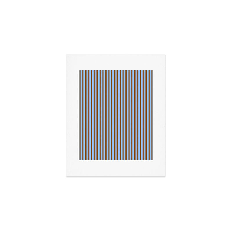 Narrow Stripes Vertical Pattern in Brown and Blue Art Print Gallery Image 1