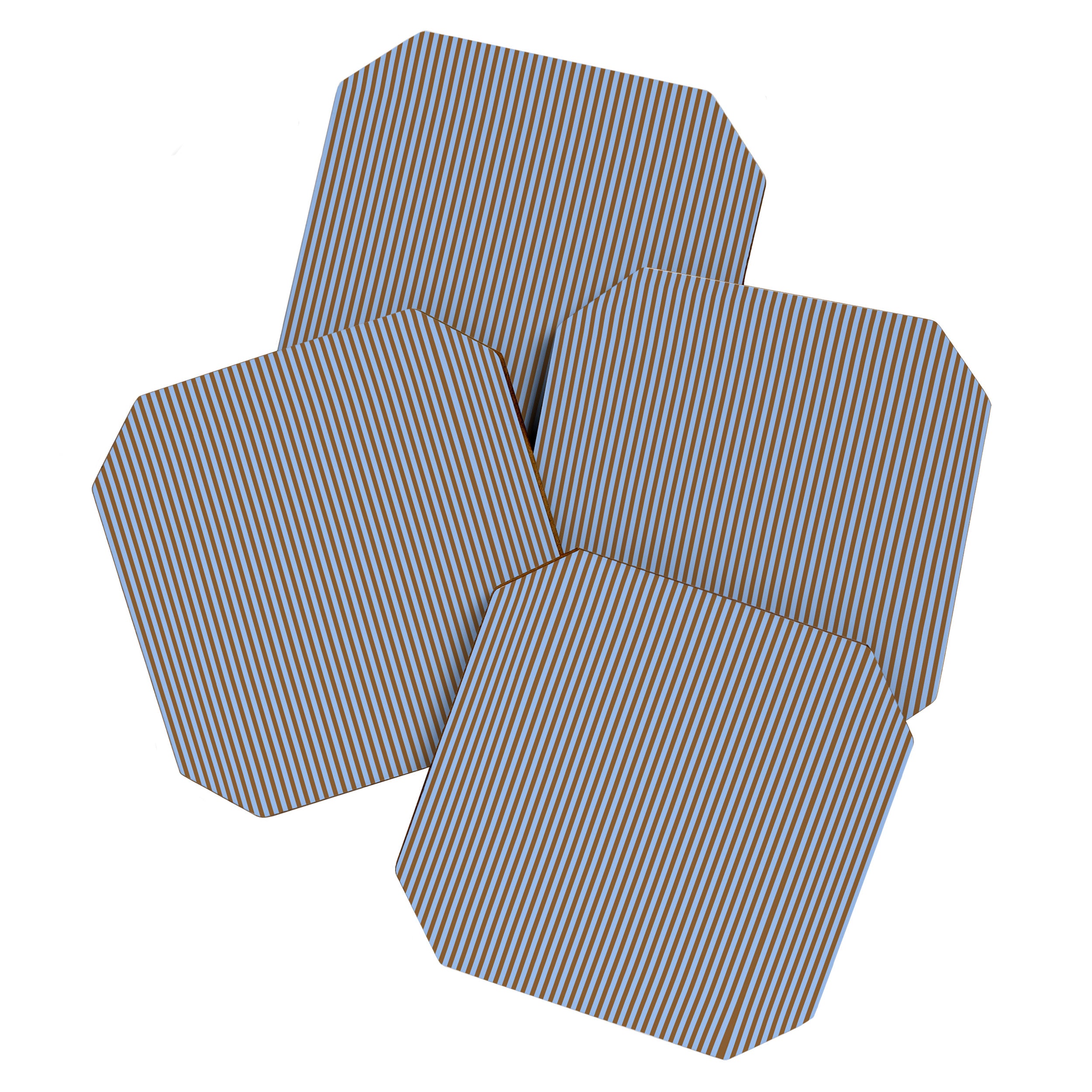 Narrow Stripes Vertical Pattern in Brown and Blue Coaster Gallery Image 1