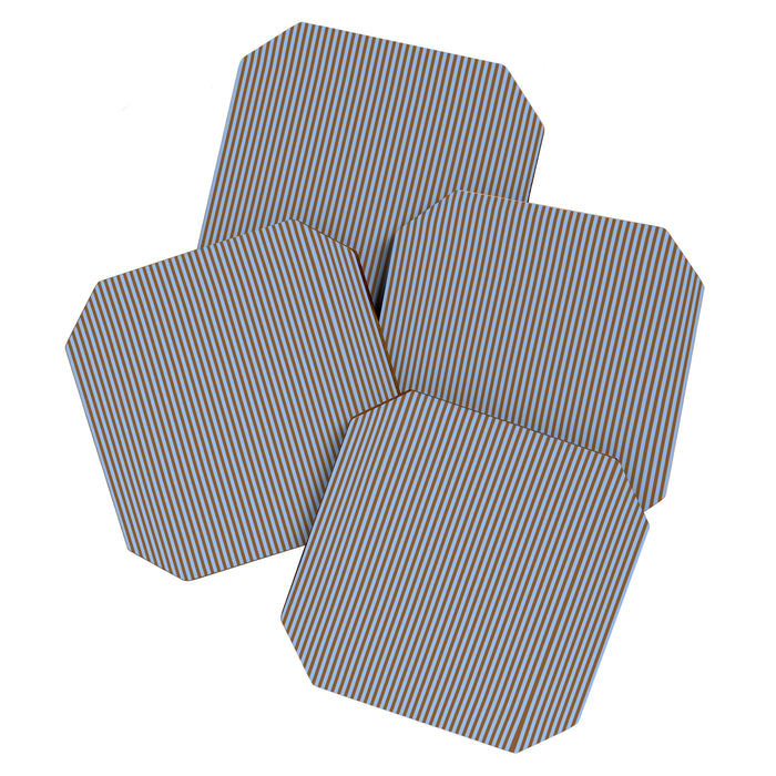 Narrow Stripes Vertical Pattern in Brown and Blue Coaster Gallery Image 1
