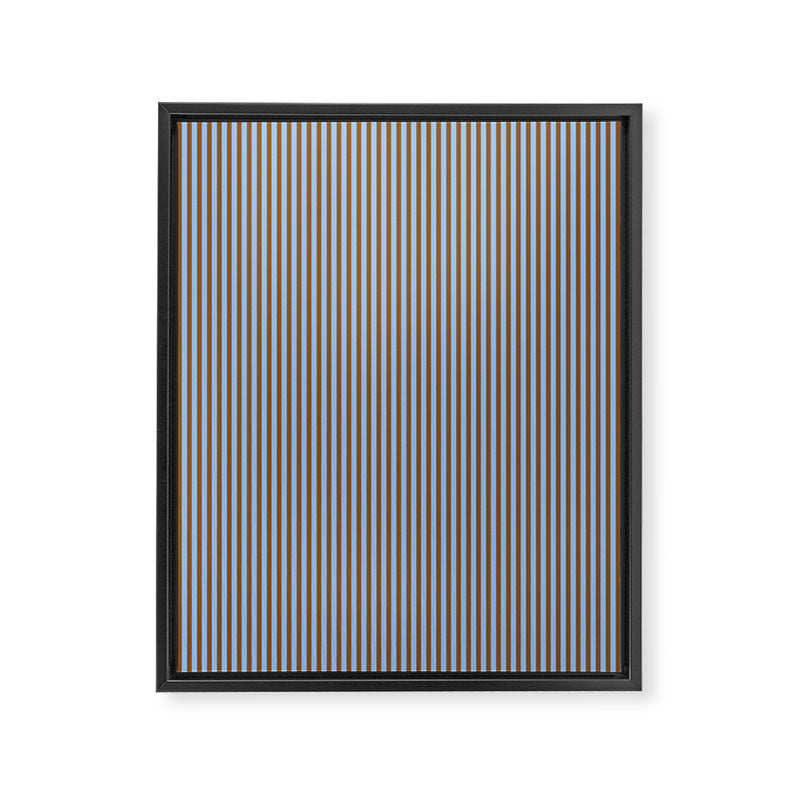 Narrow Stripes Vertical Pattern in Brown and Blue Framed Canvas Print Gallery Image 6