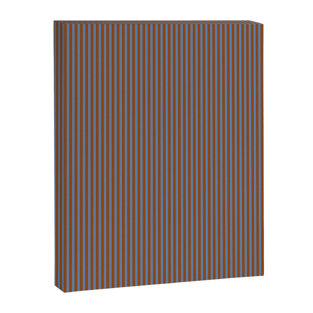 Narrow Stripes Vertical Pattern in Brown and Blue Canvas Print Gallery Image 6