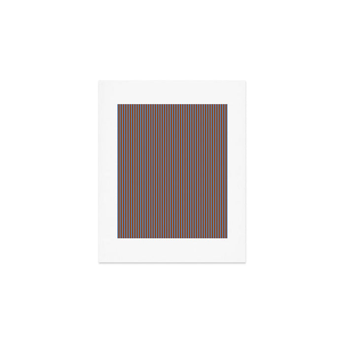 Narrow Stripes Vertical Pattern in Brown and Blue Art Print Gallery Image 1