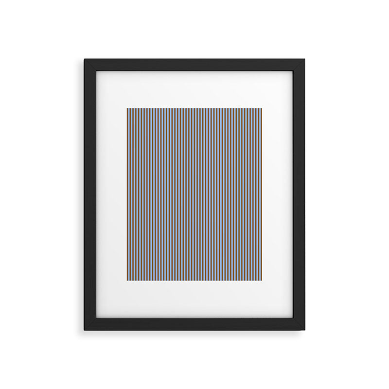 Narrow Stripes Vertical Pattern in Brown and Blue Framed Art Print Gallery Image 5