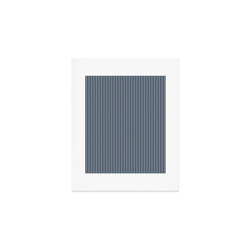 Narrow Stripes Vertical Pattern in Eclectic Brown and Blue Art Print Gallery Image 1