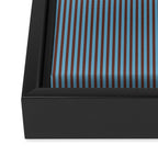Narrow Stripes Vertical Pattern in Eclectic Brown and Blue Framed Canvas Print Gallery Image 3