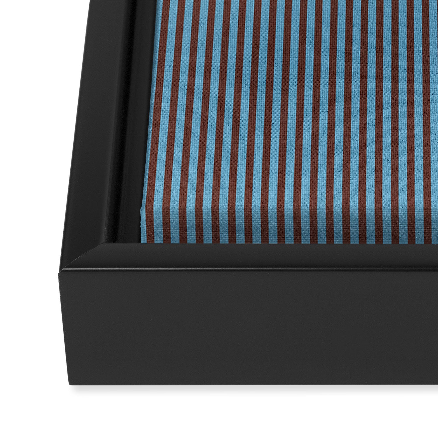 Narrow Stripes Vertical Pattern in Eclectic Brown and Blue Framed Canvas Print Gallery Image 3